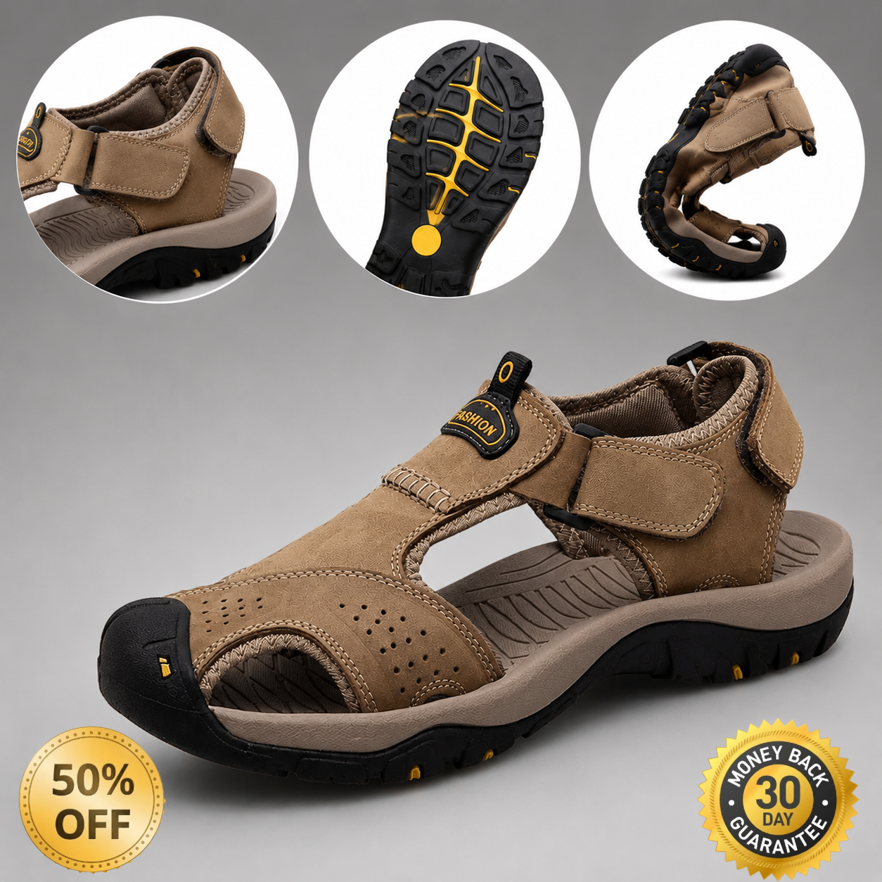 ⏰ ¡Solo hoy! ¡50% de descuento! ✅️Sandalias de piel de becerro australiana de alta calidad hechas a mano con soporte para el arco: alivian el dolor de pies y tienen un diseño ergonómico.
