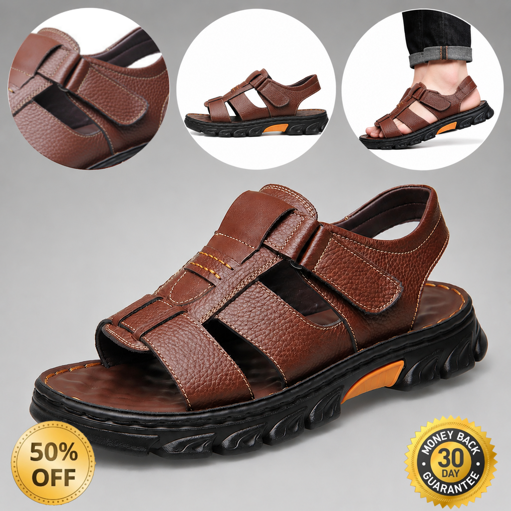 ⏰ ¡Solo hoy! ¡50% de descuento! ✅️Sandalias de piel de becerro australiana de alta calidad hechas a mano con soporte para el arco: alivian el dolor de pies y tienen un diseño ergonómico.