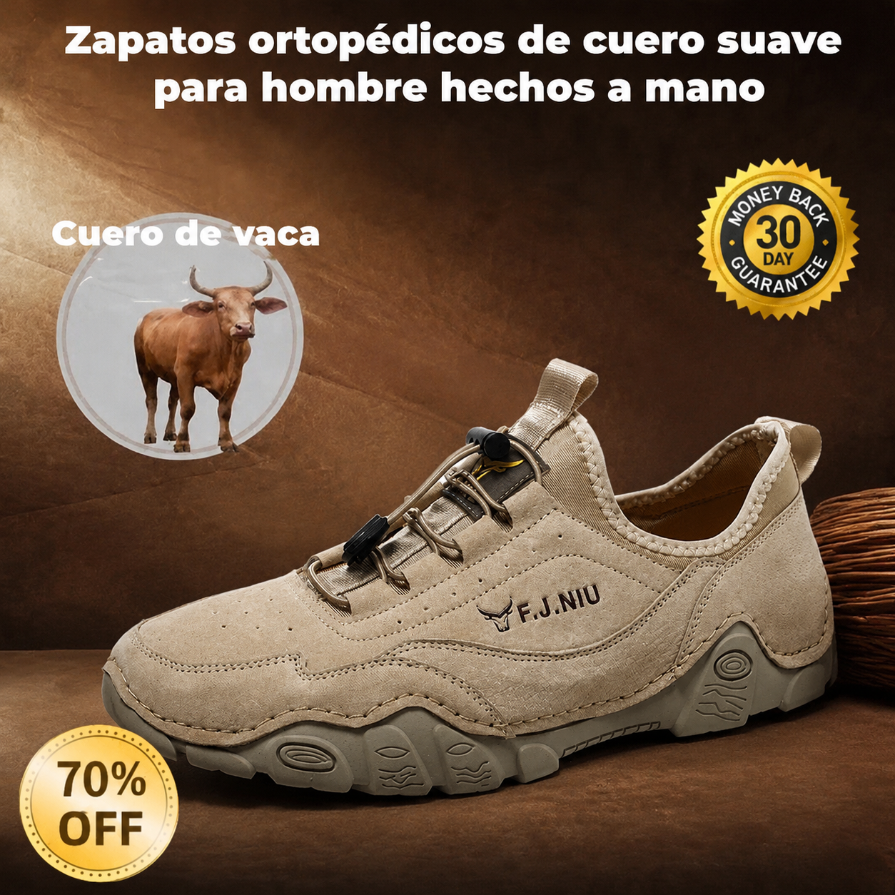 🔥 Zapatos ortopédicos australianos para hombre, hechos a mano 👞 Alivio inteligente del dolor, fáciles de poner y quitar ✅ Impermeables y antideslizantes - Amplia gama de tallas