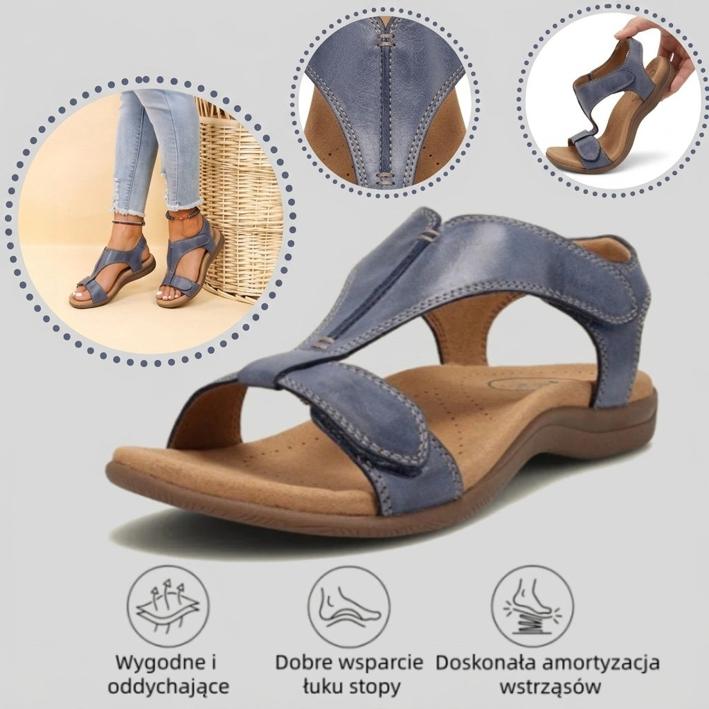 【⏰¡60% de descuento hoy! ¡No te lo pierdas!】Nuevas sandalias de cuero cómodas 2026✅ Diseño de punta ancha + ajuste de velcro + suela resistente antideslizante + 🔴Soporte de arco multipunto