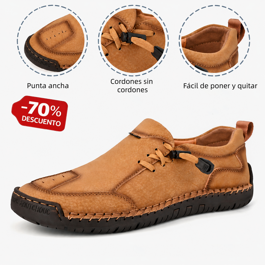 🔥 Zapatos ortopédicos australianos para hombre, hechos a mano 👞 Alivio inteligente del dolor, fáciles de poner y quitar ✅ Impermeables y antideslizantes - Amplia gama de tallas