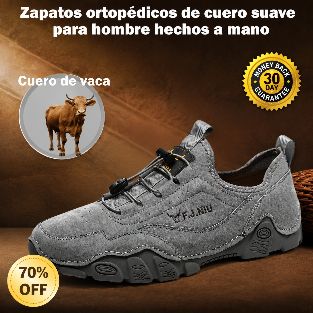 🔥 Zapatos ortopédicos australianos para hombre, hechos a mano 👞 Alivio inteligente del dolor, fáciles de poner y quitar ✅ Impermeables y antideslizantes - Amplia gama de tallas