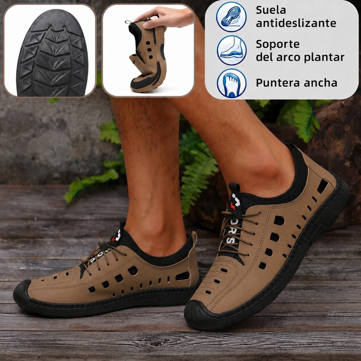 🐂 Zapatos de piel de becerro para hombre, cosidos a mano en Australia ✅ Sandalias ortopédicas de diseño ergonómico 🦶 con absorción de impactos