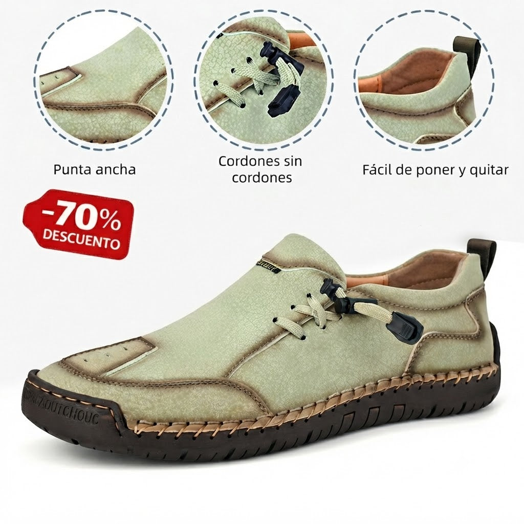🔥 Zapatos ortopédicos australianos para hombre, hechos a mano 👞 Alivio inteligente del dolor, fáciles de poner y quitar ✅ Impermeables y antideslizantes - Amplia gama de tallas