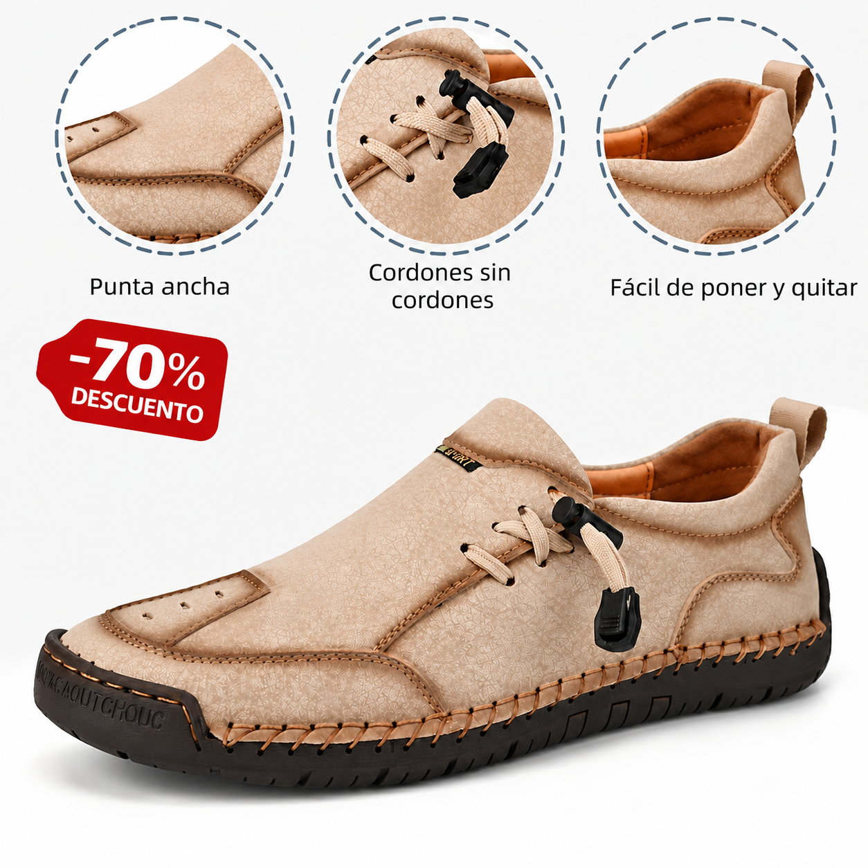 🔥 Zapatos ortopédicos australianos para hombre, hechos a mano 👞 Alivio inteligente del dolor, fáciles de poner y quitar ✅ Impermeables y antideslizantes - Amplia gama de tallas