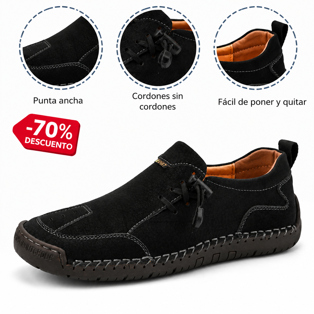 🔥 Zapatos ortopédicos australianos para hombre, hechos a mano 👞 Alivio inteligente del dolor, fáciles de poner y quitar ✅ Impermeables y antideslizantes - Amplia gama de tallas
