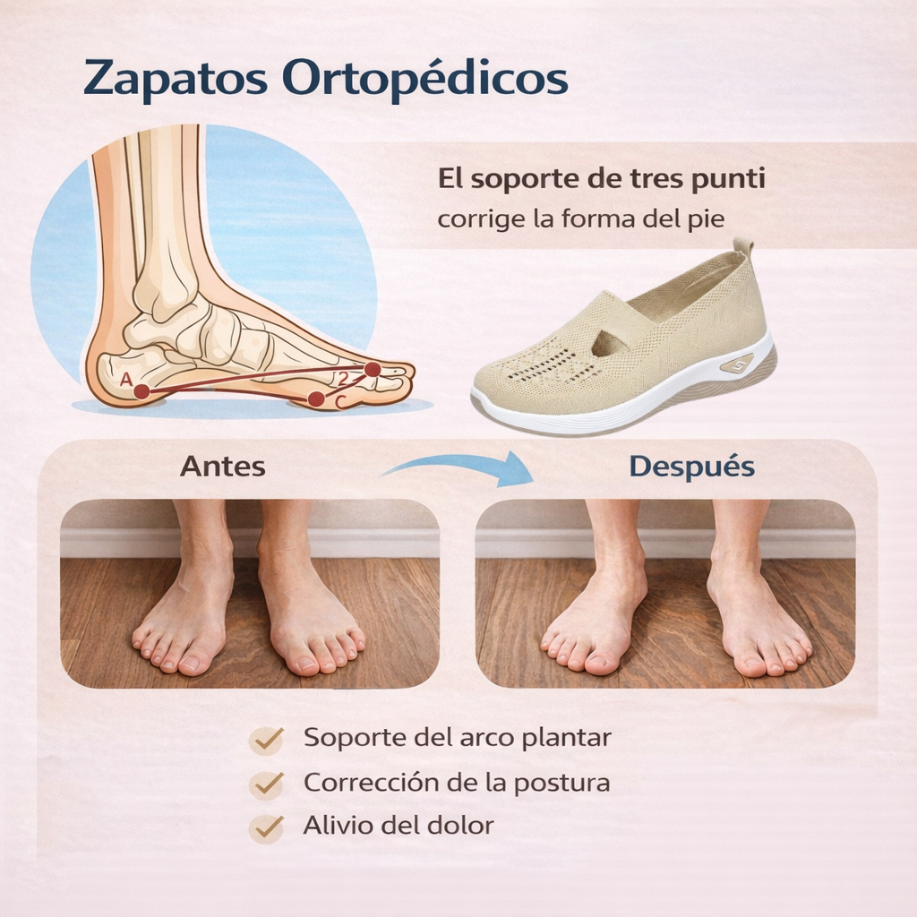 ⏰ 50% de descuento 👟 Zapatos ortopédicos ergonómicos de verano | Transpirables y ligeros ✅ Alivian el dolor de pies | Fáciles de poner y quitar