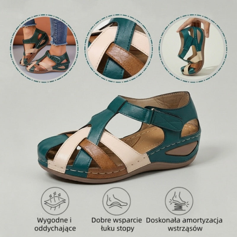 【⏰¡60% de descuento hoy! ¡No te lo pierdas!】Nuevas sandalias de cuero cómodas 2026✅ Diseño de punta ancha + ajuste de velcro + suela resistente antideslizante + 🔴Soporte de arco multipunto