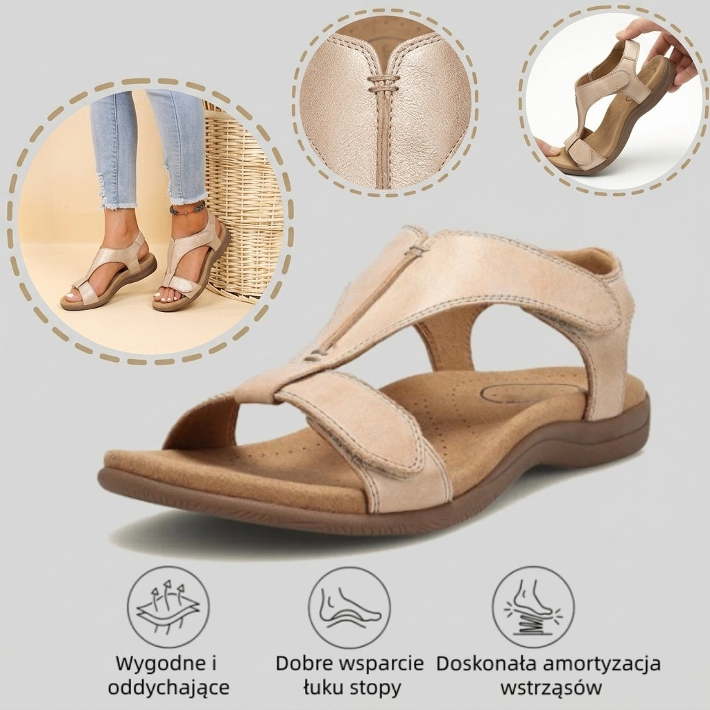 【⏰¡60% de descuento hoy! ¡No te lo pierdas!】Nuevas sandalias de cuero cómodas 2026✅ Diseño de punta ancha + ajuste de velcro + suela resistente antideslizante + 🔴Soporte de arco multipunto