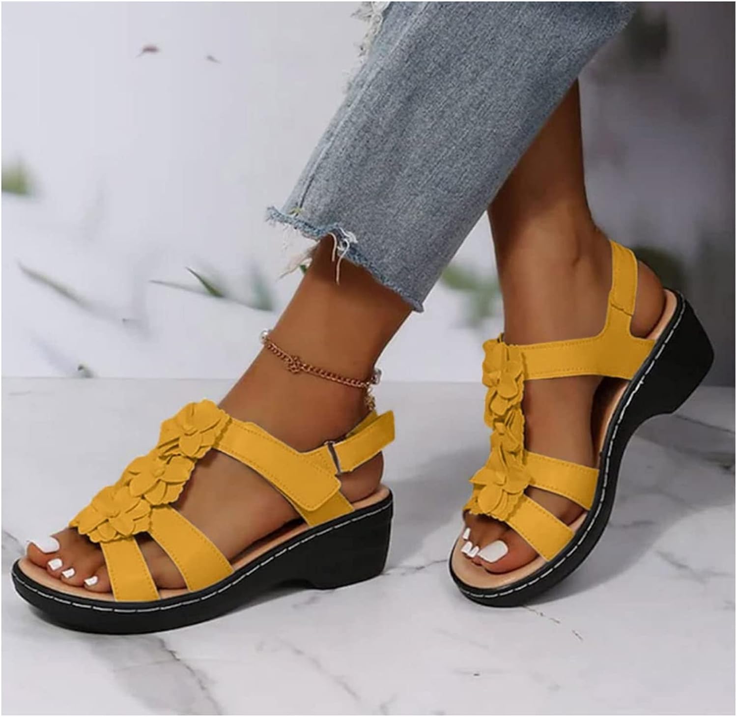 🔥 Sandalias ortopédicas de verano para mujer - Soporte para el arco, tacón plano - Ideales para quienes sufren de fascitis plantar - Caminar con facilidad, comodidad y sin dolor en cada paso ✅