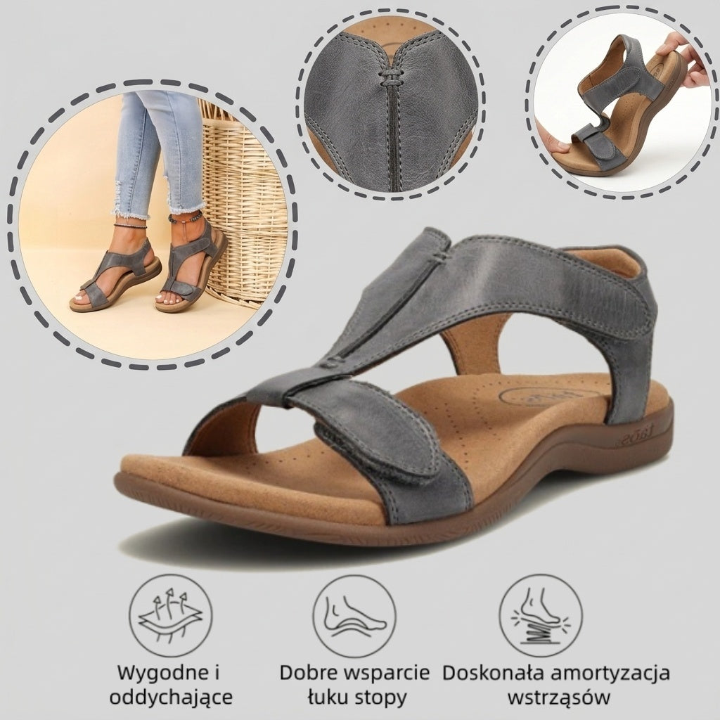 【⏰¡60% de descuento hoy! ¡No te lo pierdas!】Nuevas sandalias de cuero cómodas 2026✅ Diseño de punta ancha + ajuste de velcro + suela resistente antideslizante + 🔴Soporte de arco multipunto