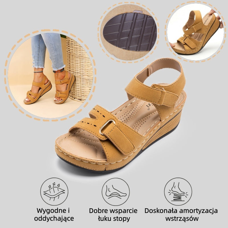 【⏰¡60% de descuento hoy! ¡No te lo pierdas!】Nuevas sandalias de cuero cómodas 2026✅ Diseño de punta ancha + ajuste de velcro + suela resistente antideslizante + 🔴Soporte de arco multipunto