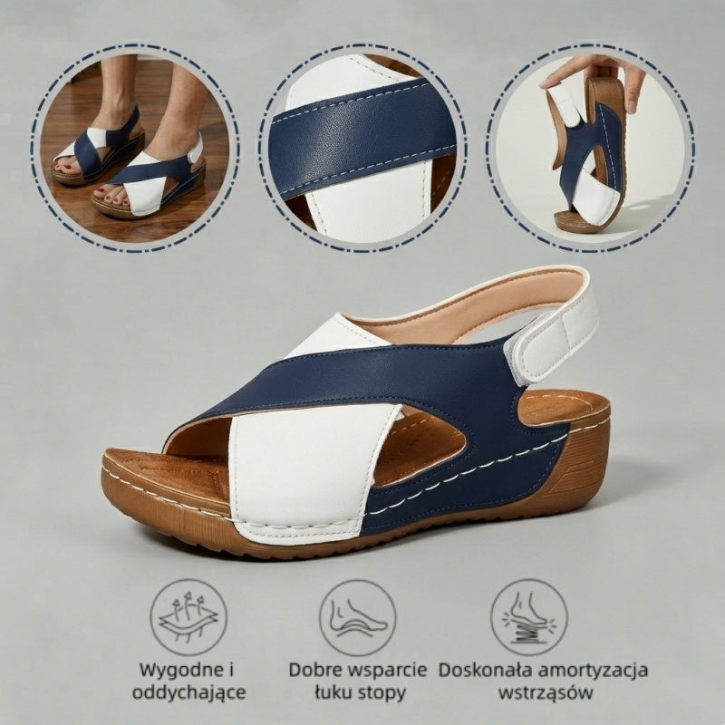 【⏰¡60% de descuento hoy! ¡No te lo pierdas!】Nuevas sandalias de cuero cómodas 2026✅ Diseño de punta ancha + ajuste de velcro + suela resistente antideslizante + 🔴Soporte de arco multipunto