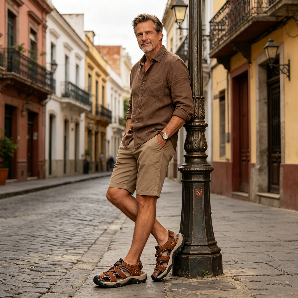 【⏰¡60% de descuento hoy! ¡No te lo pierdas!】Nuevas sandalias de cuero cómodas 2026✅ Diseño de punta ancha + ajuste de velcro + suela resistente antideslizante + 🔴Soporte de arco multipunto