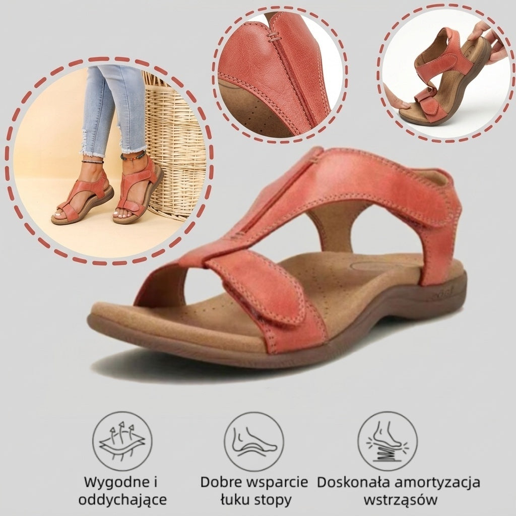 【⏰¡60% de descuento hoy! ¡No te lo pierdas!】Nuevas sandalias de cuero cómodas 2026✅ Diseño de punta ancha + ajuste de velcro + suela resistente antideslizante + 🔴Soporte de arco multipunto