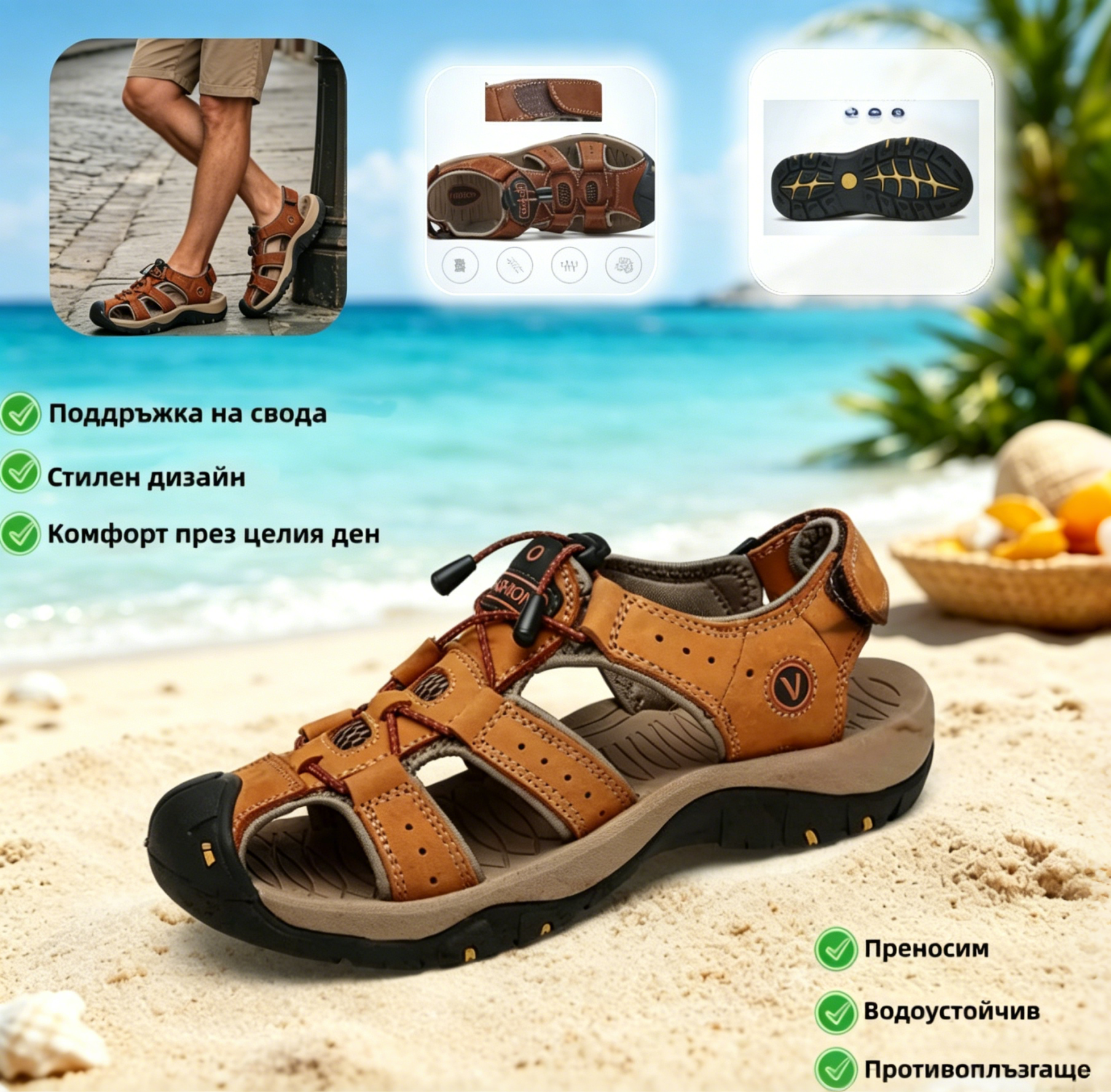 【⏰¡60% de descuento hoy! ¡No te lo pierdas!】Nuevas sandalias de cuero cómodas 2026✅ Diseño de punta ancha + ajuste de velcro + suela resistente antideslizante + 🔴Soporte de arco multipunto