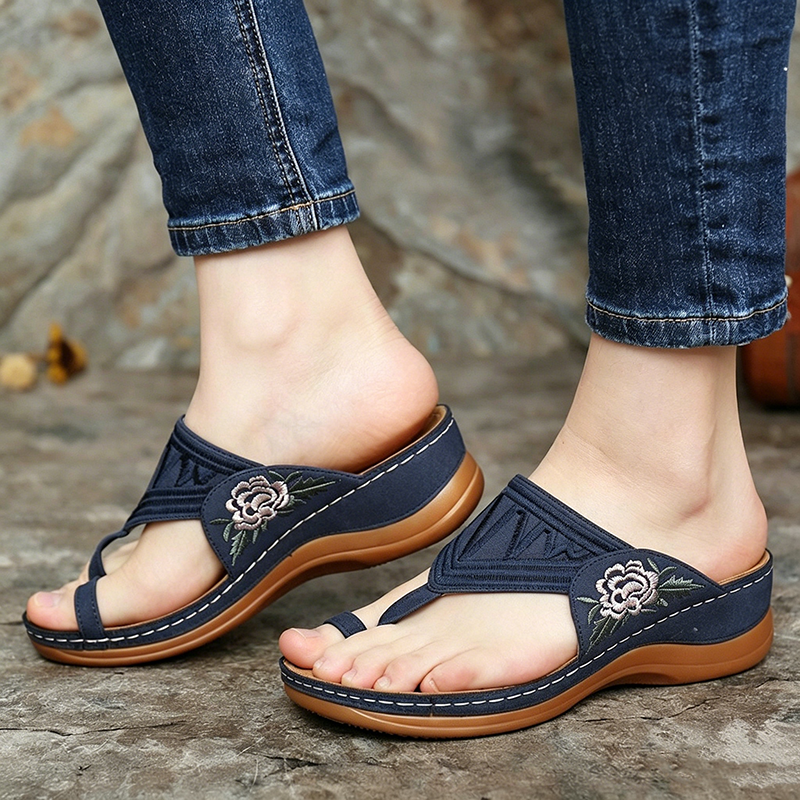 🔥 Sandalias de verano bordadas de estilo retro | Soporte ergonómico para el arco — Camina todo el día sin fatiga | Antideslizantes y transpirables ✅