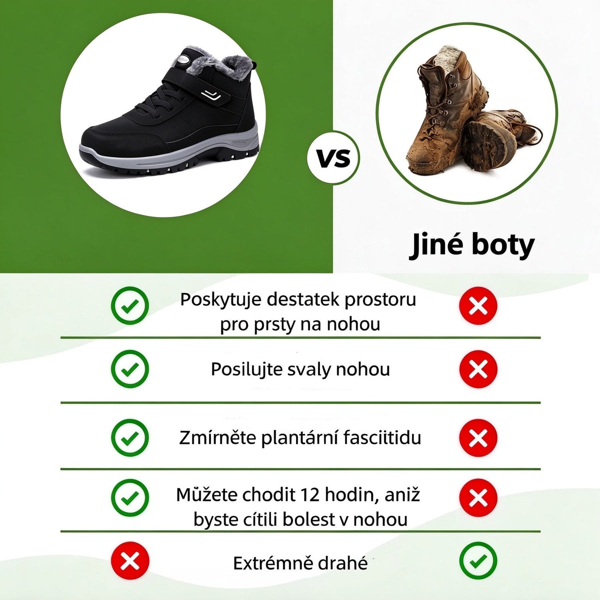 🎉 Poslední den – speciální nabídka se slevou 70 % ⏰ Ergonomická, ortopedická zimní obuv, která účinně ulevuje od bolesti nohou, kolen a zad ✅ Vhodná pro muže i ženy.