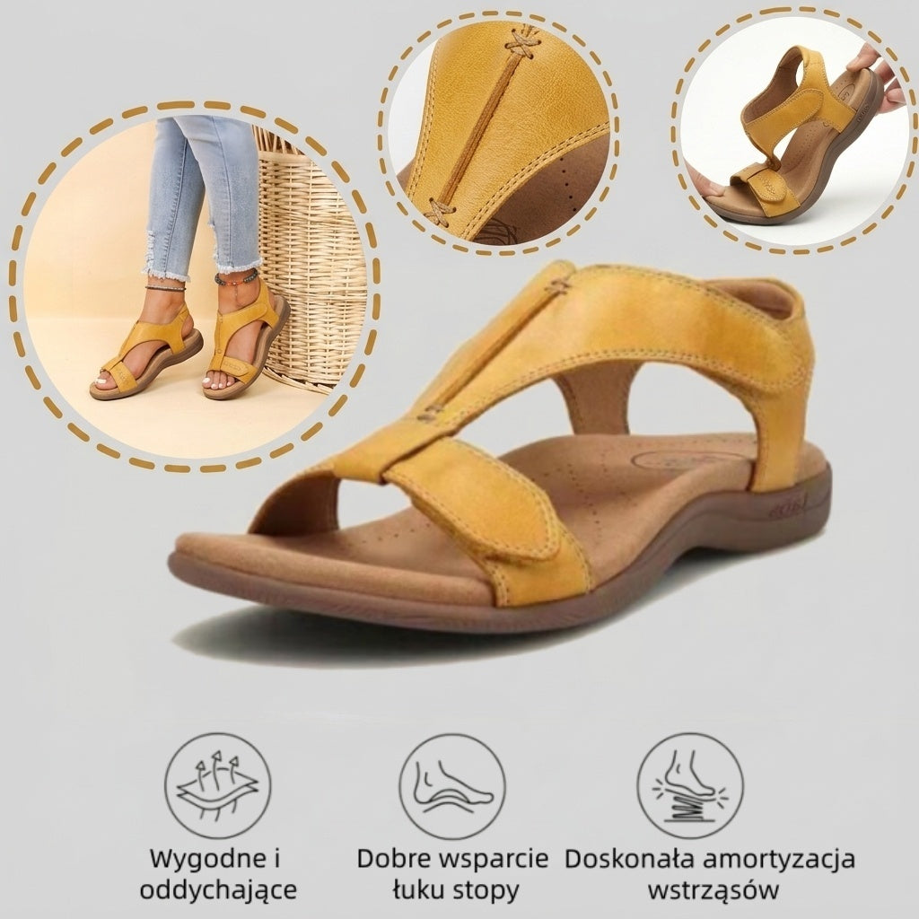 【⏰¡60% de descuento hoy! ¡No te lo pierdas!】Nuevas sandalias de cuero cómodas 2026✅ Diseño de punta ancha + ajuste de velcro + suela resistente antideslizante + 🔴Soporte de arco multipunto