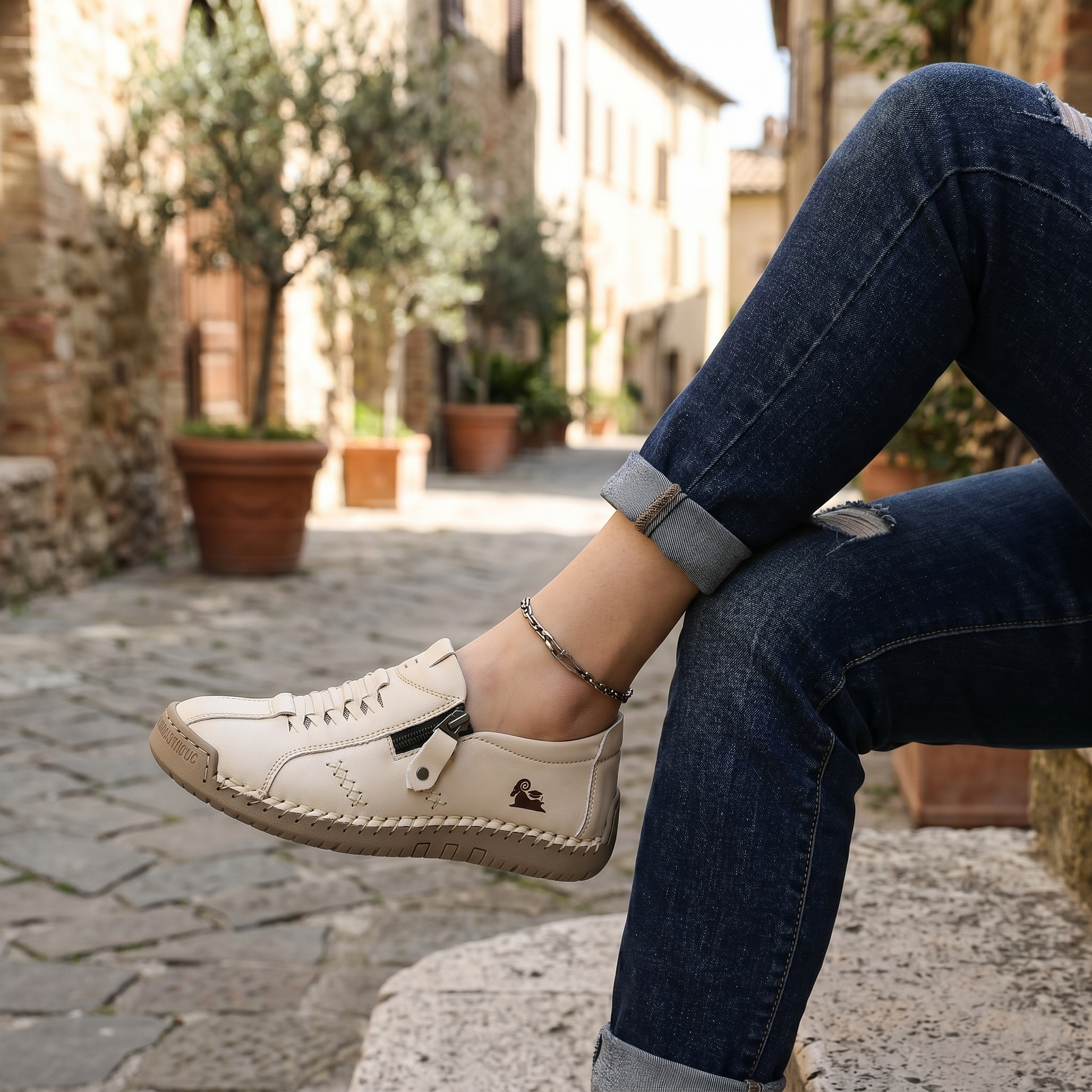🔥 ¡Oferta especial de hoy con un 60% de descuento 🎁Mocasines de Piel con Cremallera para Mujer, Zapatos Cómodos Ergonómicos, Calzado Casual para Caminar Sin Cordones