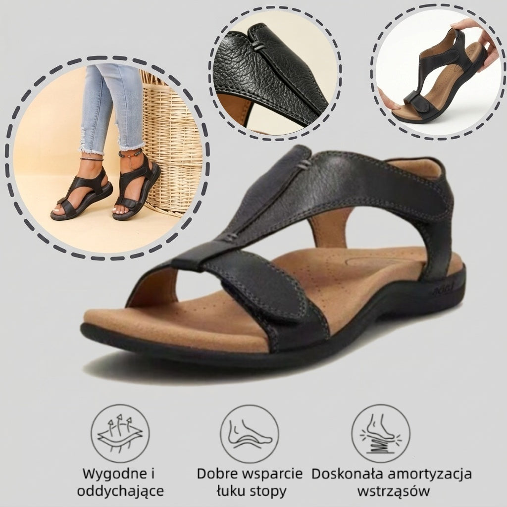 【⏰¡60% de descuento hoy! ¡No te lo pierdas!】Nuevas sandalias de cuero cómodas 2026✅ Diseño de punta ancha + ajuste de velcro + suela resistente antideslizante + 🔴Soporte de arco multipunto