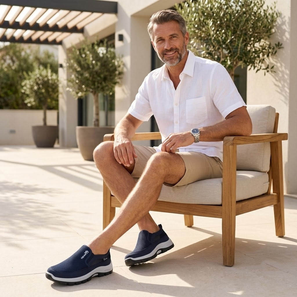 🎁Oferta especial: 50 % de descuento 🎁Zapatos ortopédicos para hombre de diseño ergonómico: cosidos a mano 👟Transpirables y antideslizantes ✅Soporte de arco: caminar sin dolor