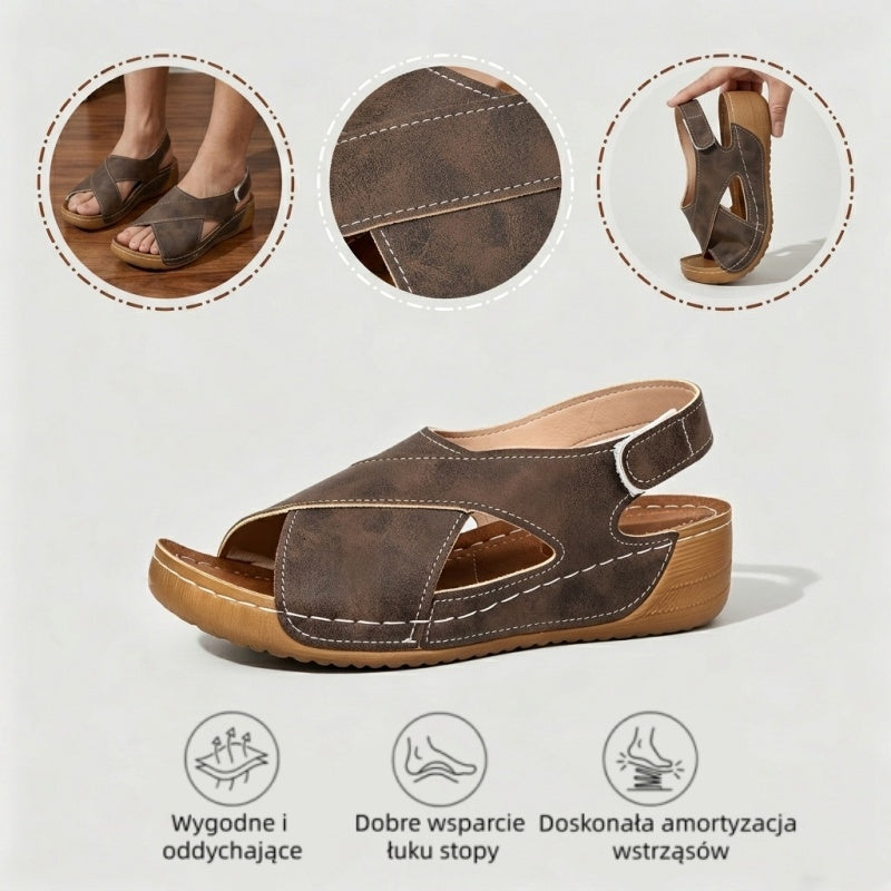 【⏰¡60% de descuento hoy! ¡No te lo pierdas!】Nuevas sandalias de cuero cómodas 2026✅ Diseño de punta ancha + ajuste de velcro + suela resistente antideslizante + 🔴Soporte de arco multipunto