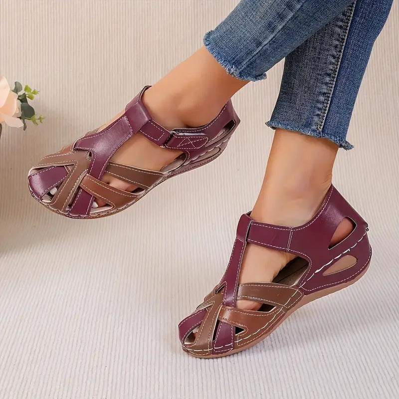 【⏰¡60% de descuento hoy! ¡No te lo pierdas!】Nuevas sandalias de cuero cómodas 2026✅ Diseño de punta ancha + ajuste de velcro + suela resistente antideslizante + 🔴Soporte de arco multipunto