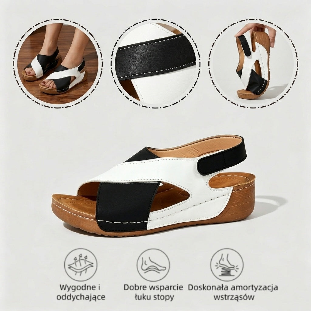 【⏰¡60% de descuento hoy! ¡No te lo pierdas!】Nuevas sandalias de cuero cómodas 2026✅ Diseño de punta ancha + ajuste de velcro + suela resistente antideslizante + 🔴Soporte de arco multipunto