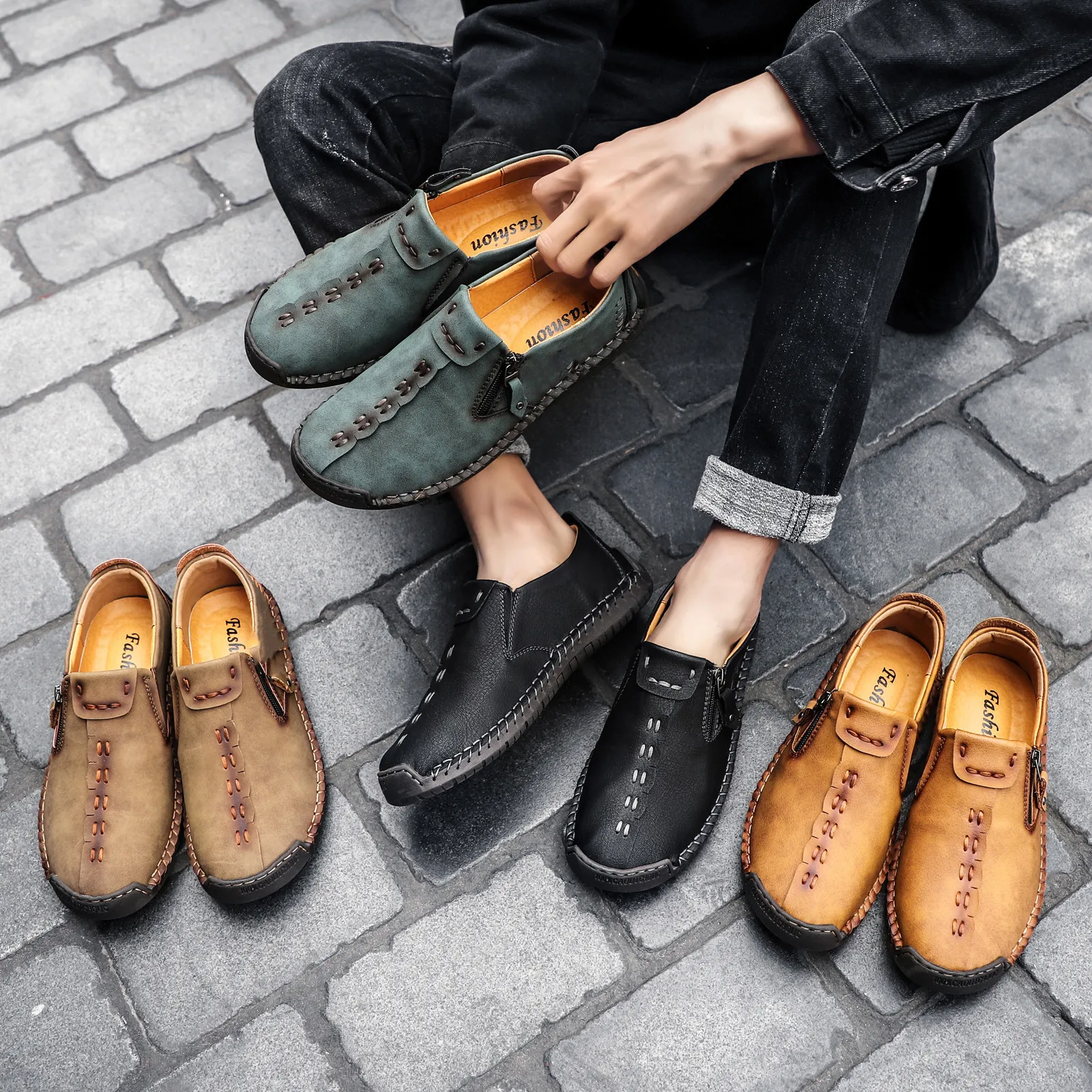 Zapatos ortopédicos cómodos y informales — piel de vacuno italiana mate, con soporte para el arco