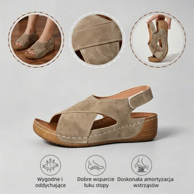 【⏰¡60% de descuento hoy! ¡No te lo pierdas!】Nuevas sandalias de cuero cómodas 2026✅ Diseño de punta ancha + ajuste de velcro + suela resistente antideslizante + 🔴Soporte de arco multipunto