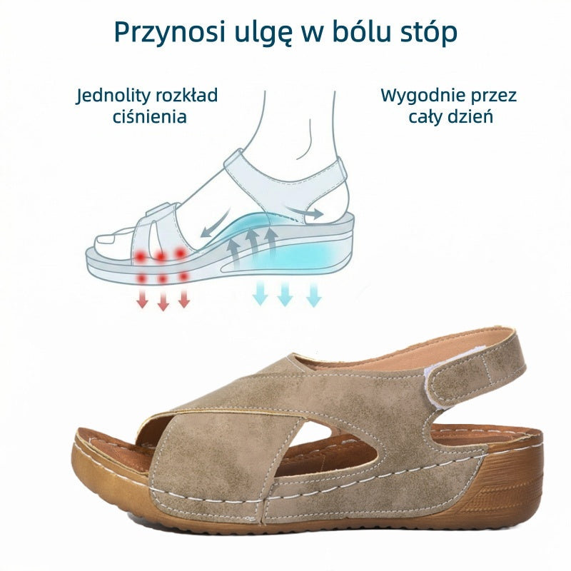【⏰¡60% de descuento hoy! ¡No te lo pierdas!】Nuevas sandalias de cuero cómodas 2026✅ Diseño de punta ancha + ajuste de velcro + suela resistente antideslizante + 🔴Soporte de arco multipunto