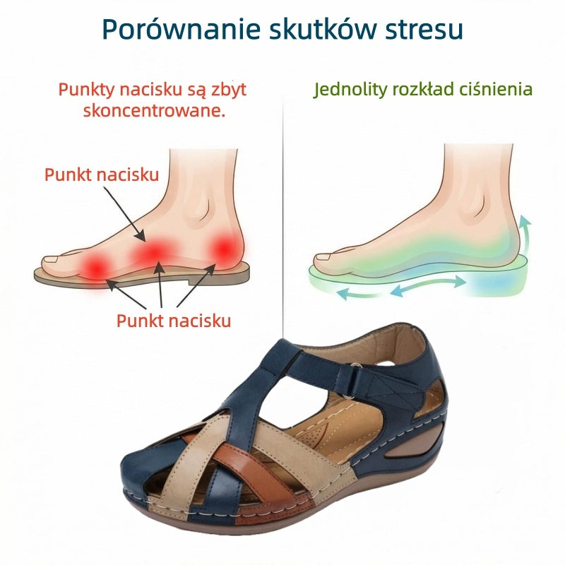 【⏰¡60% de descuento hoy! ¡No te lo pierdas!】Nuevas sandalias de cuero cómodas 2026✅ Diseño de punta ancha + ajuste de velcro + suela resistente antideslizante + 🔴Soporte de arco multipunto