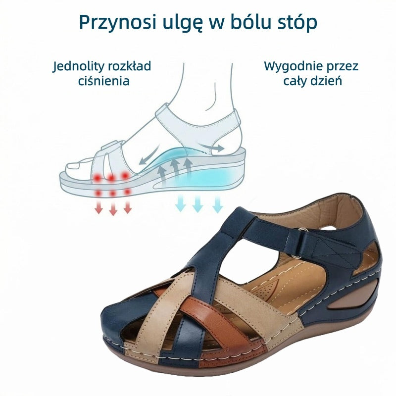 【⏰¡60% de descuento hoy! ¡No te lo pierdas!】Nuevas sandalias de cuero cómodas 2026✅ Diseño de punta ancha + ajuste de velcro + suela resistente antideslizante + 🔴Soporte de arco multipunto