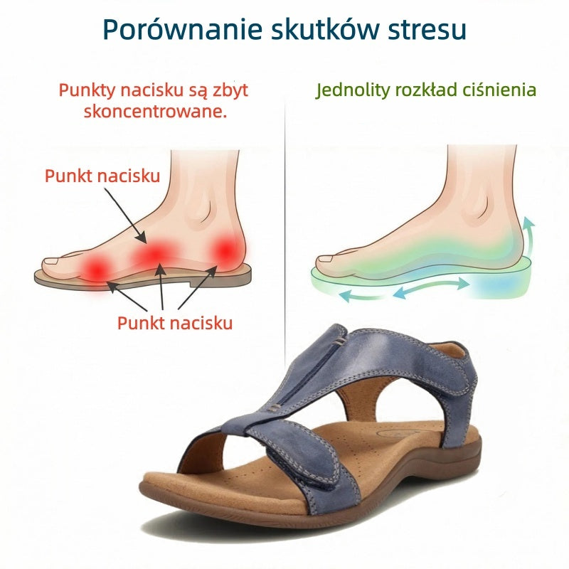 【⏰¡60% de descuento hoy! ¡No te lo pierdas!】Nuevas sandalias de cuero cómodas 2026✅ Diseño de punta ancha + ajuste de velcro + suela resistente antideslizante + 🔴Soporte de arco multipunto