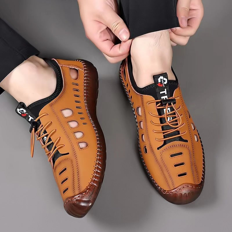 🐂 Zapatos de piel de becerro para hombre, cosidos a mano en Australia ✅ Sandalias ortopédicas de diseño ergonómico 🦶 con absorción de impactos