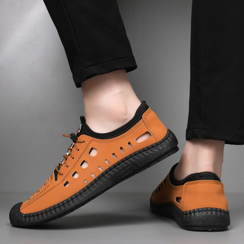 🐂 Zapatos de piel de becerro para hombre, cosidos a mano en Australia ✅ Sandalias ortopédicas de diseño ergonómico 🦶 con absorción de impactos