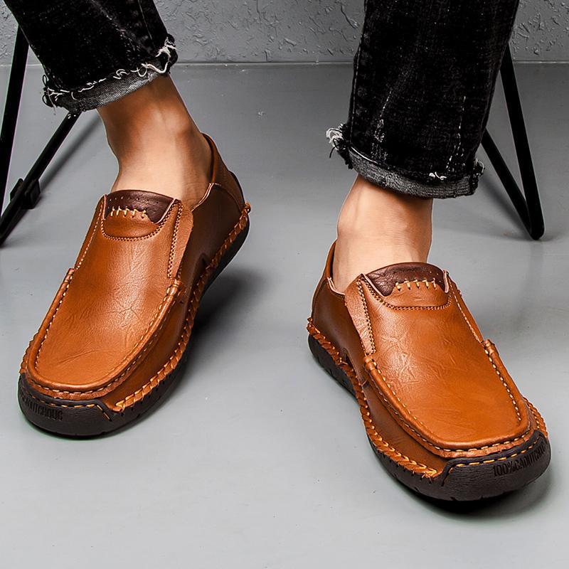 【🎁¡Descuento por tiempo limitado - No te lo pierdas!】Hecho de auténtica piel de vaca australiana👞Cosido a mano para máxima comodidad✅