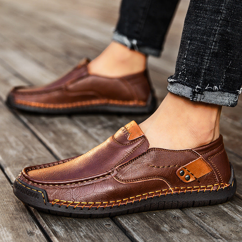 【🎁¡Descuento por tiempo limitado - No te lo pierdas!】Hecho de auténtica piel de vaca australiana👞Cosido a mano para máxima comodidad✅