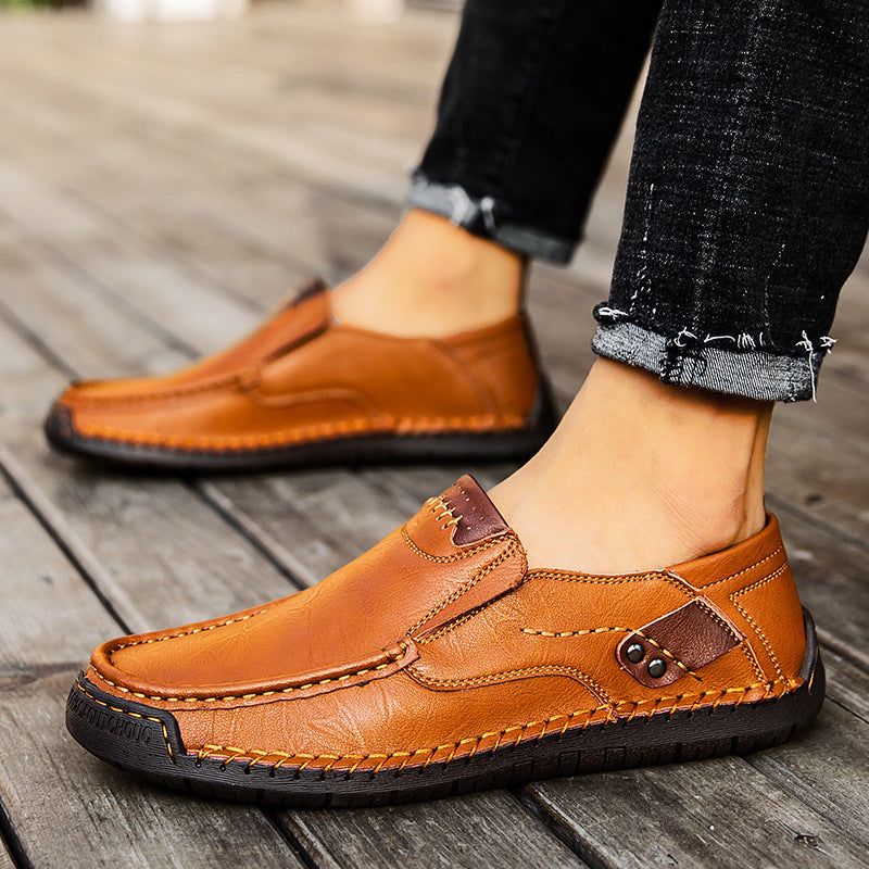 【🎁¡Descuento por tiempo limitado - No te lo pierdas!】Hecho de auténtica piel de vaca australiana👞Cosido a mano para máxima comodidad✅