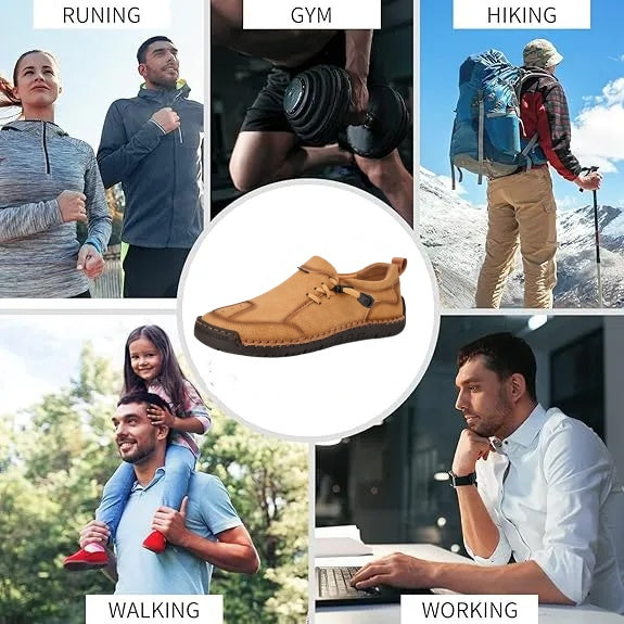 🔥 Zapatos ortopédicos australianos para hombre, hechos a mano 👞 Alivio inteligente del dolor, fáciles de poner y quitar ✅ Impermeables y antideslizantes - Amplia gama de tallas
