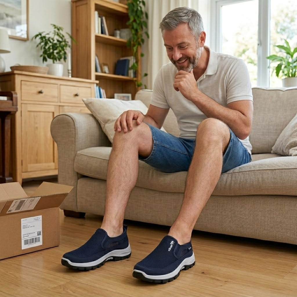 🎁Oferta especial: 50 % de descuento 🎁Zapatos ortopédicos para hombre de diseño ergonómico: cosidos a mano 👟Transpirables y antideslizantes ✅Soporte de arco: caminar sin dolor