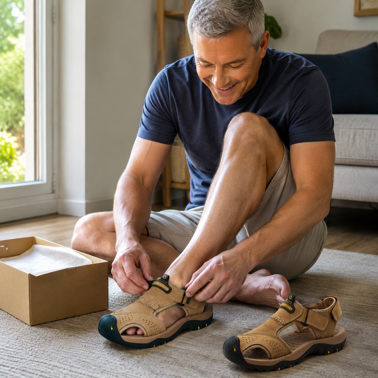 ⏰ ¡Solo hoy! ¡50% de descuento! ✅️Sandalias de piel de becerro australiana de alta calidad hechas a mano con soporte para el arco: alivian el dolor de pies y tienen un diseño ergonómico.