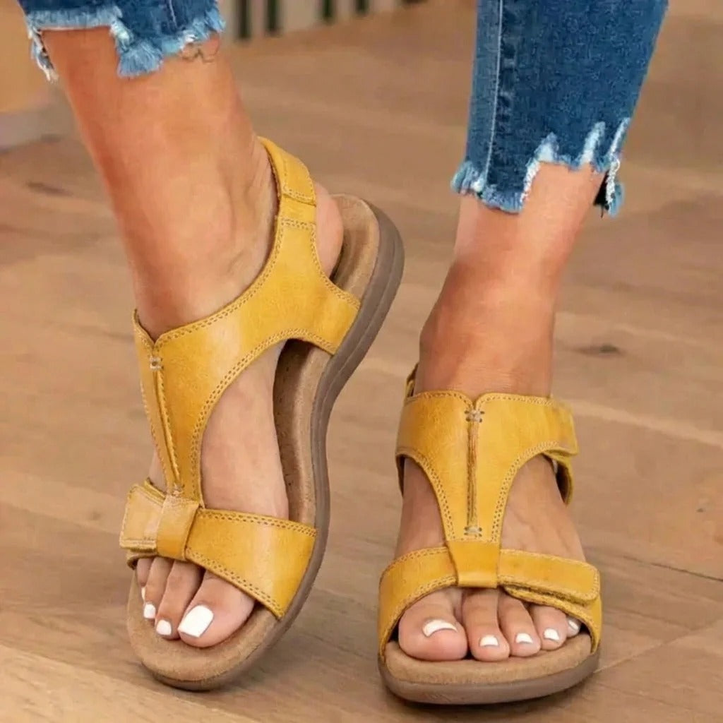 【⏰¡60% de descuento hoy! ¡No te lo pierdas!】Nuevas sandalias de cuero cómodas 2026✅ Diseño de punta ancha + ajuste de velcro + suela resistente antideslizante + 🔴Soporte de arco multipunto