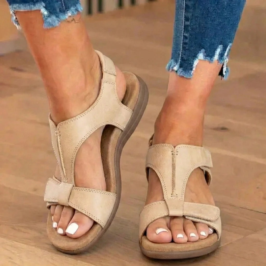 【⏰¡60% de descuento hoy! ¡No te lo pierdas!】Nuevas sandalias de cuero cómodas 2026✅ Diseño de punta ancha + ajuste de velcro + suela resistente antideslizante + 🔴Soporte de arco multipunto