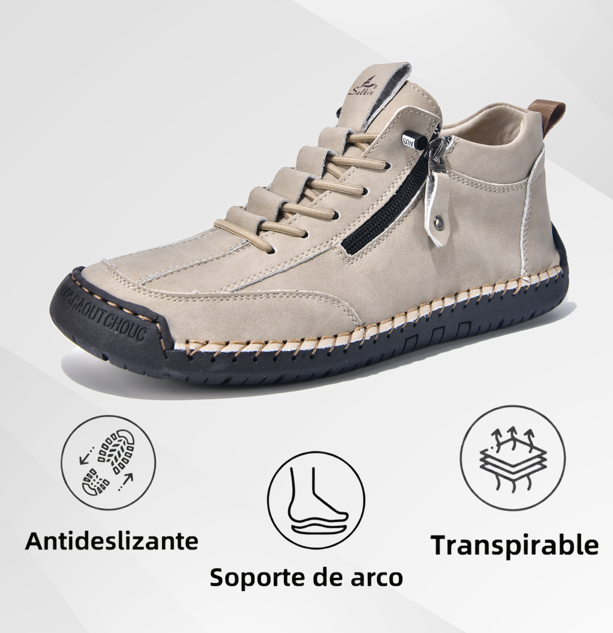 Coesses® | 50% de descuento - No te lo pierdas! Zapatos de piel "Cero Fatiga": Cremallera lateral, soporte plantar y suela antideslizante – su diseño ergonómico alivia la fatiga - unisex