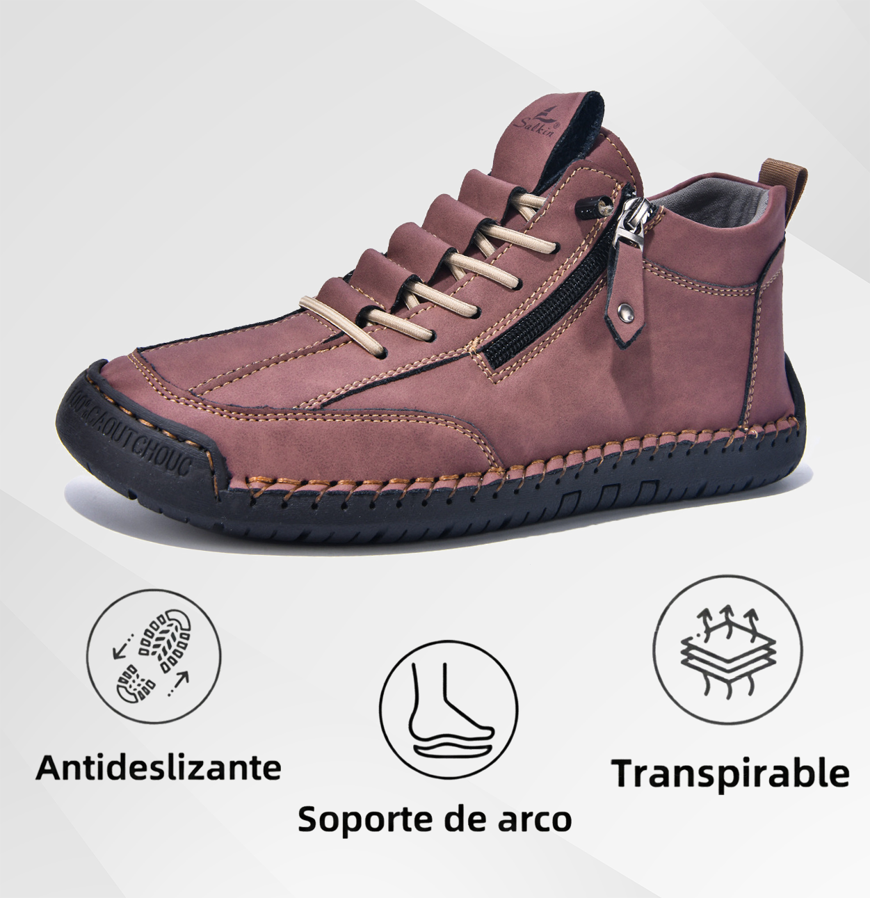 Coesses® | 50% de descuento - No te lo pierdas! Zapatos de piel "Cero Fatiga": Cremallera lateral, soporte plantar y suela antideslizante – su diseño ergonómico alivia la fatiga - unisex