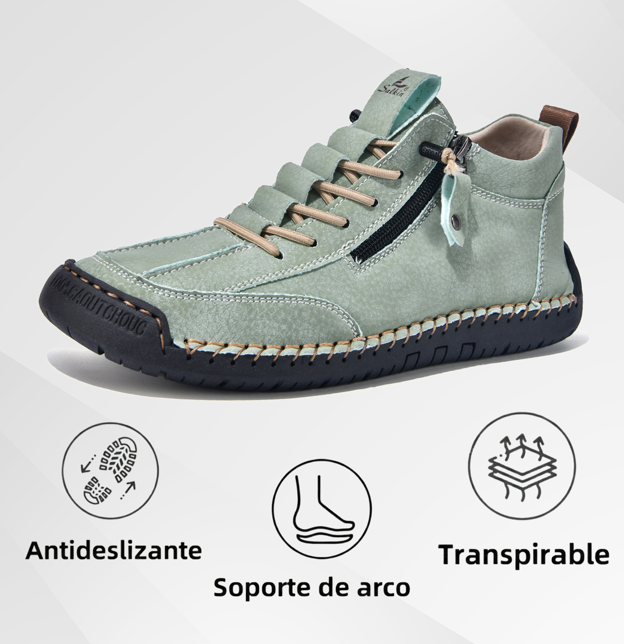 Coesses® | 50% de descuento - No te lo pierdas! Zapatos de piel "Cero Fatiga": Cremallera lateral, soporte plantar y suela antideslizante – su diseño ergonómico alivia la fatiga - unisex